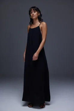 Aveny Chantilly Dress Cotton Crinkle Dress Black