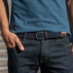 Billybelt Elastic Woven Belt Navy Blue