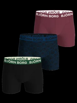 Björn Borg Cotton Stretch Boxer 3-pack Black, Print, Red
