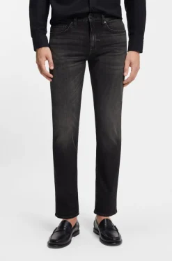 Boss Delaware Slim Fit Jeans Black Stretch Denim