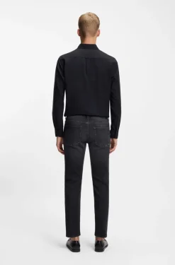 Boss Delaware Slim Fit Jeans Black Stretch Denim