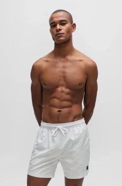 Boss Vibe Micro-print Swim Shorts White