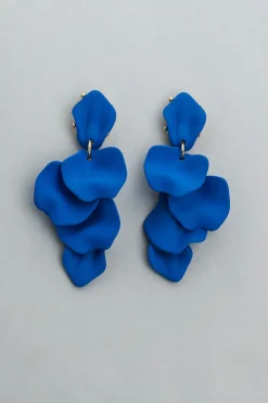 Bow19 Details Leaf Earrings Strong Blue