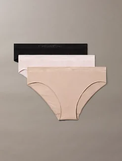 Calvin klein 3 Pack Bikini Briefs – Bonded Flex Seamless Black/Cedar/Eggshell