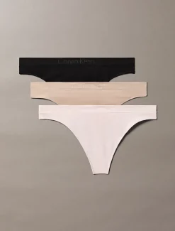 Calvin klein 3 Pack Thongs – Bonded Flex Seamless Black/Cedar/Eggshell