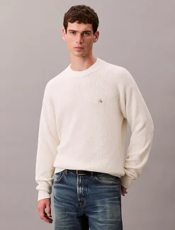 Calvin Klein Jeans Cotton Waffle Knit Jumper Tofu