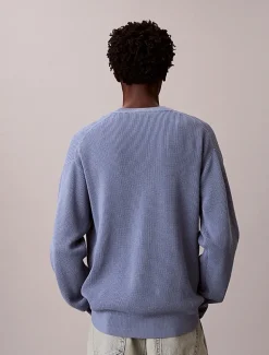 Calvin Klein Jeans Cotton Waffle Knit Jumper Dusty Sailor Blue