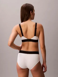 Calvin Klein Lightly Lined Bralette – Graphic Monogram Microfibre Stretch White