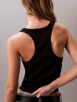 Calvin Klein Slim Ribbed Lounge Tank Top Black