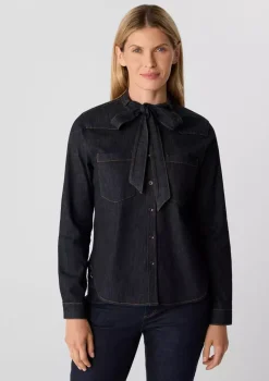 Comma, Denim Tie Blouse Blue