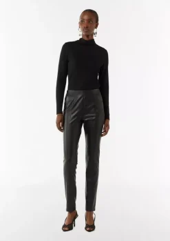 Comma, Faux Leather Trousers Black