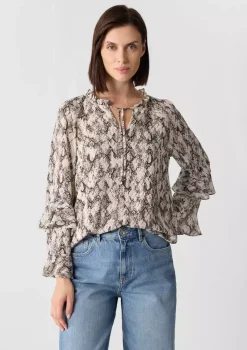 Comma, Frill Blouse Beige