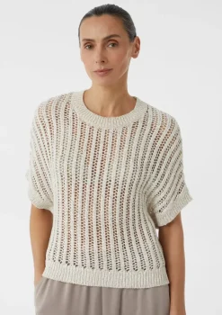 Comma, Short-Sleeved Pullover Light Beige