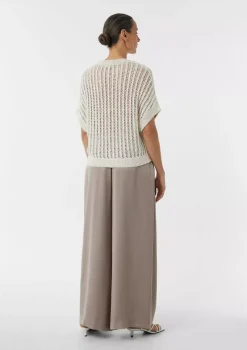 Comma, Short-Sleeved Pullover Light Beige