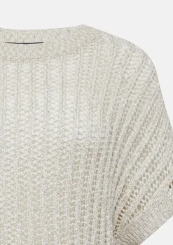 Comma, Short-Sleeved Pullover Light Beige