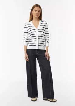 Comma, Striped Cardigan White
