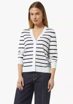 Comma, Striped Cardigan White