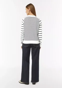 Comma, Striped Cardigan White