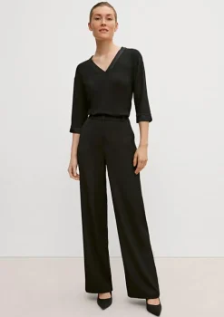 Comma, Wide Leg Trousers Black
