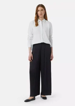 Comma, Wide Plisse Trousers Navy