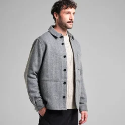 Dedicated Wool Jacket Fagersta Herringbone Black