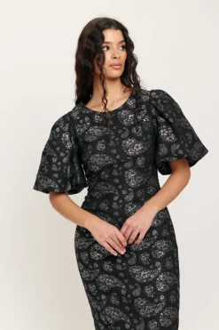 Dry Lake Liz Long Dress Silver Flower