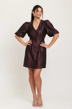 Dry Lake Rome By Night Dress Burgundy