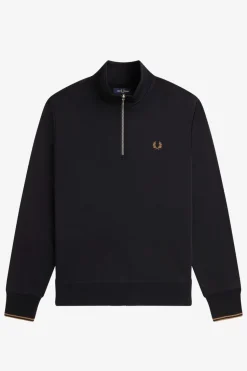 Fred Perry Half Zip Sweatshirt Black/Shaded Stone