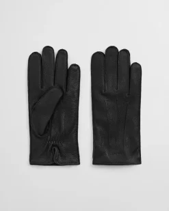 Gant Cashmere Lined Leather Gloves Black