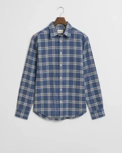 Gant Reg Flannel Check Shirt Denim Blue Melange