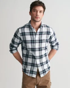 Gant Reg Flannel Plaid Shirt Fresh Blue