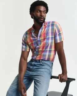 Gant Reg Indian Madras SS Shirt Peachy Orange