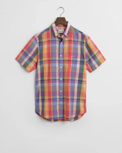 Gant Reg Indian Madras SS Shirt Peachy Orange