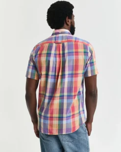 Gant Reg Indian Madras SS Shirt Peachy Orange