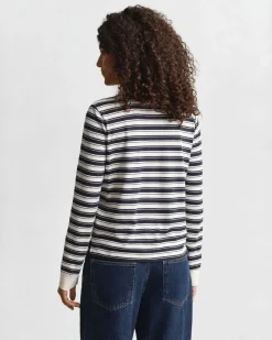 Gant Striped Ls Polo Cream