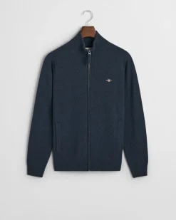 Gant Superfine Lambswool Zip Cardigan Dk Navy Melange