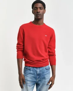 Gant Superfine Lambswool Crew Neck Jumper Bright Red