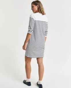 Gant Woman Breton 3/4 Sleeve Dress Eggshell