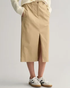 Gant Woman Chino Slit Skirt Dark Khaki