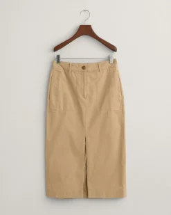 Gant Woman Chino Slit Skirt Dark Khaki