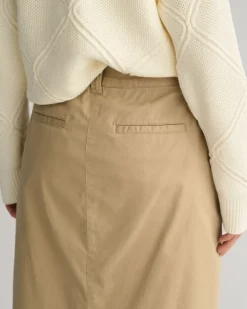 Gant Woman Chino Slit Skirt Dark Khaki