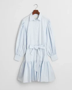 Gant Woman Classic Striped Poplin Dress Fresh Blue
