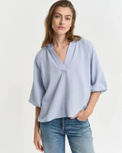 Gant Woman Linen SS Blouse Light Blue