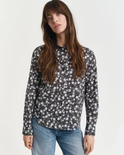 Gant Woman Reg Floral Print Voile Shirt Classic Blue