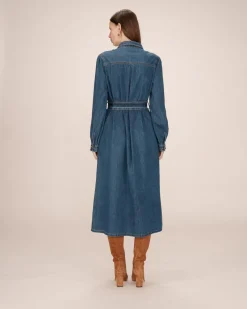 Grace & Mila Shanie Long Denim Dress Medium Blue