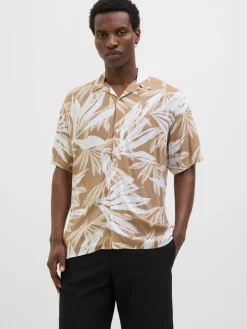 JJEjeff Tropical AOP Resort Shirt Coriander