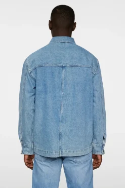 J.Lindeberg Hunt Washed Denim Overshirt Light Blue