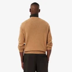 Lacoste Carded Wool Crew Neck Sweater Brown