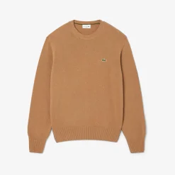 Lacoste Carded Wool Crew Neck Sweater Brown