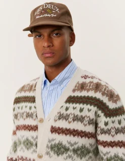 Les Deux Hordur Fair Isle Cardigan Light Desert Sand